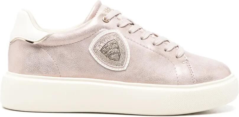 Blauer Venus 01 leren sneakers met metallic-effect en logo-patch Roze