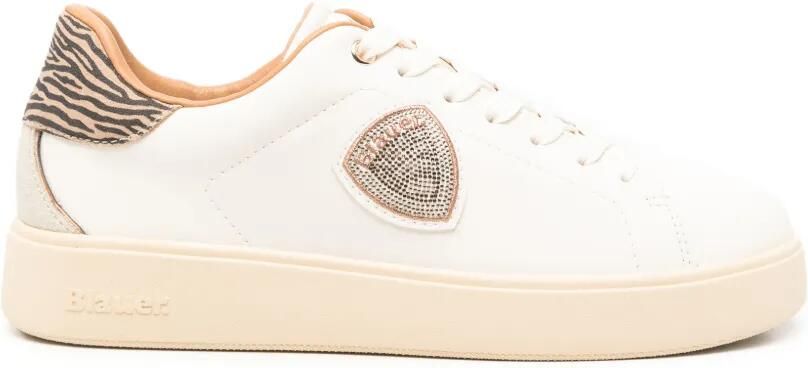 Blauer zebra-print leather sneakers Wit - Foto 3