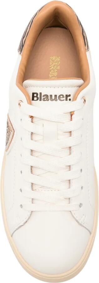 Blauer zebra-print leather sneakers Wit - Foto 4