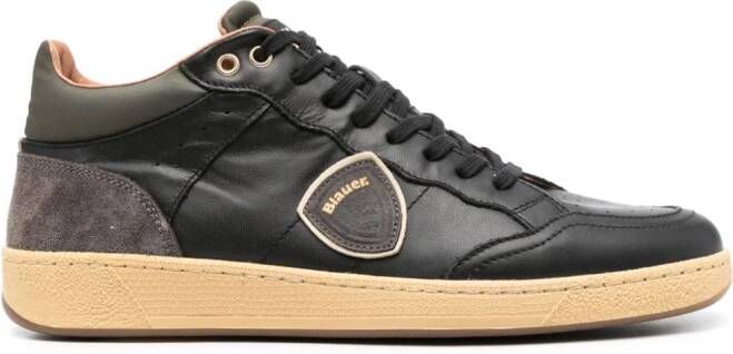 Blauer Sneakers met logopatch Zwart