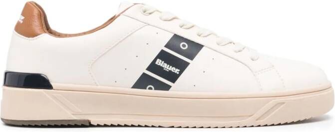 Blauer Sneakers met logoprint Beige