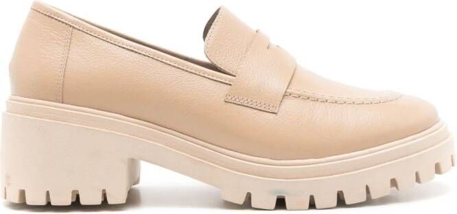 Blue Bird Shoes almond-toe leather loafers Beige