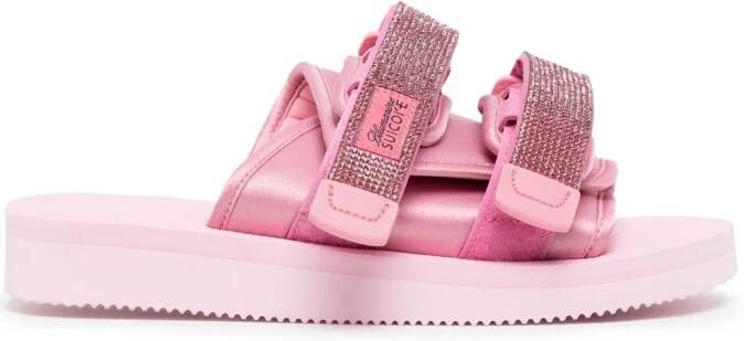 Blumarine x Suicoke slippers verfraaid met stras Roze