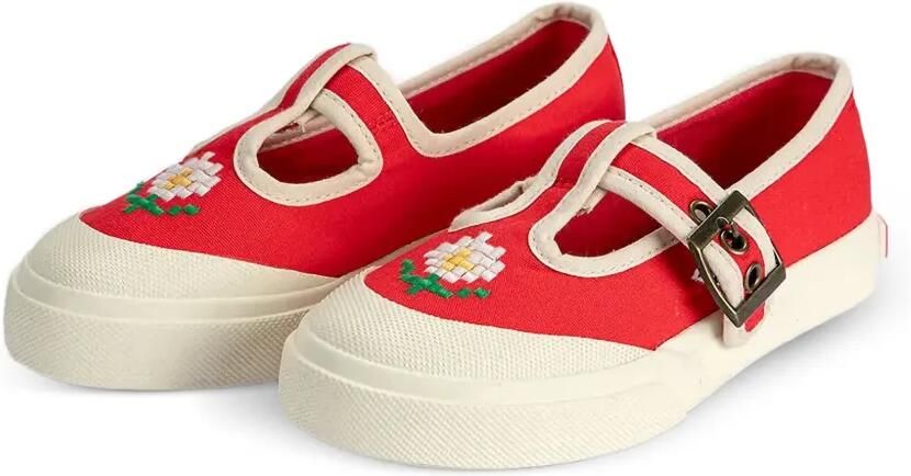 Bobo Choses Pixel Daisy sneakers met gespsluiting en geborduurde bloe Rood