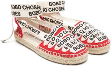 Bobo Choses Katoenen espadrilles met veters Rood