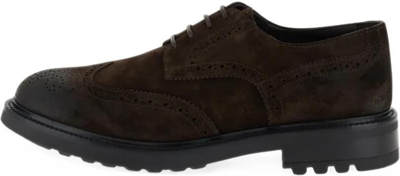 Boggi Milano Derby shoes in suede leather Bruin