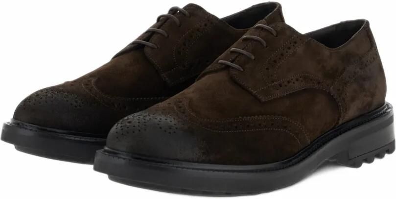 Boggi Milano Derby shoes in suede leather Bruin - Foto 5