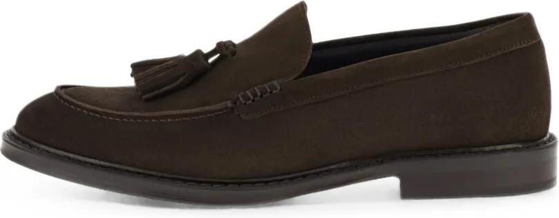 Boggi Milano Loafers van suède leer Bruin