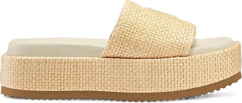 BOGNER Sorrento geweven slippers met plateauzool Beige