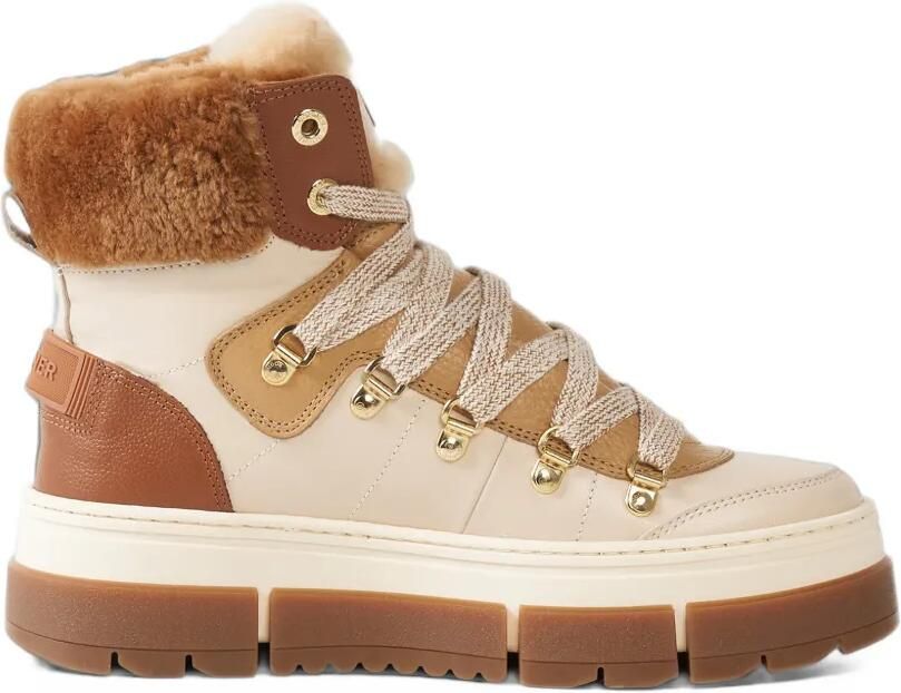 BOGNER Vaduz shearling-trim lace-up ankle boots Beige