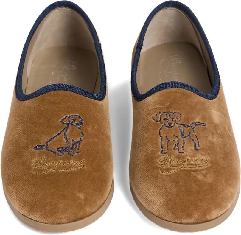 Bonpoint Fluwelen pantoffels met borduurwerk Beige - Foto 2