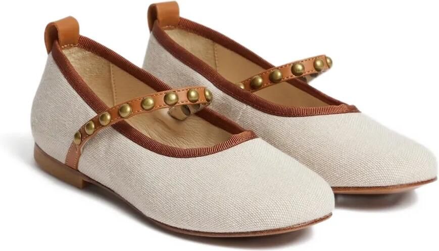 Bonpoint Sneakers met bandje met studs Beige