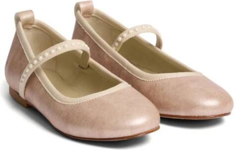 Bonpoint Leren ballerina's Beige