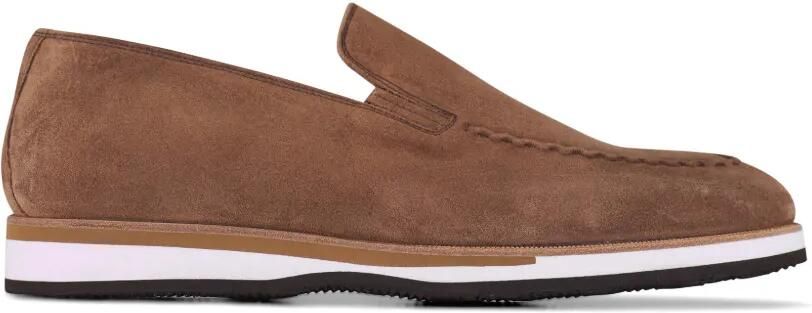Bontoni Raggio suède loafers met golvend stiksel Bruin