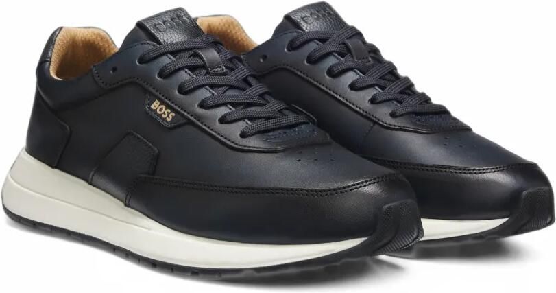 BOSS brushed-leather sneakers with Eva-rubber sole Blauw - Foto 4