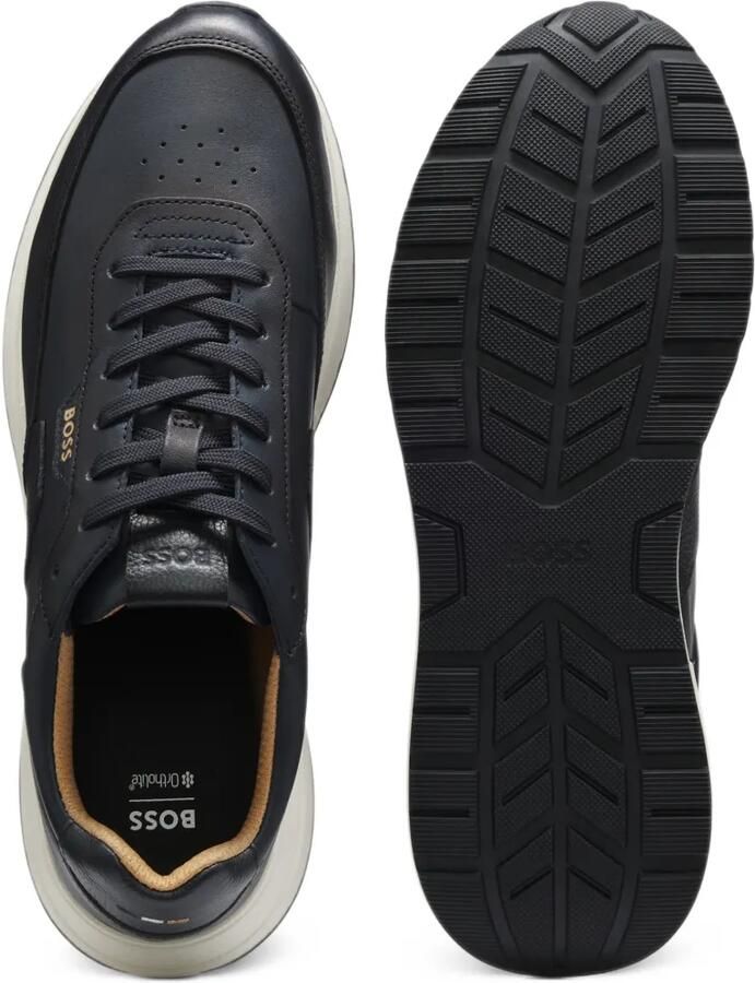BOSS brushed-leather sneakers with Eva-rubber sole Blauw - Foto 3