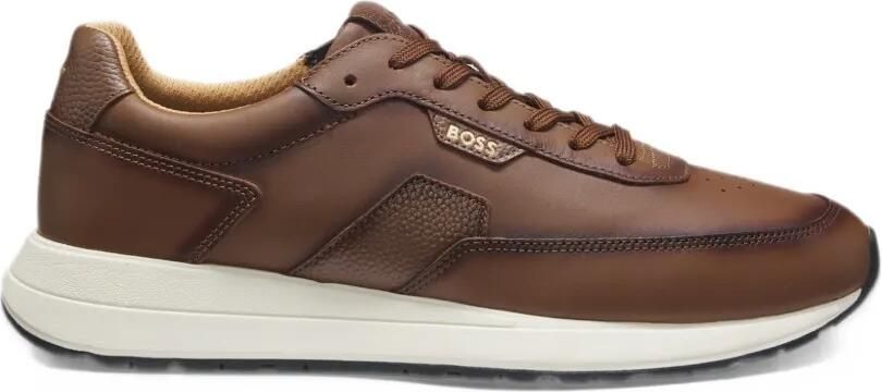 BOSS brushed leather trainers with eva-rubber sole Bruin