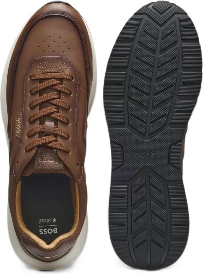 BOSS brushed leather trainers with eva-rubber sole Bruin - Foto 2