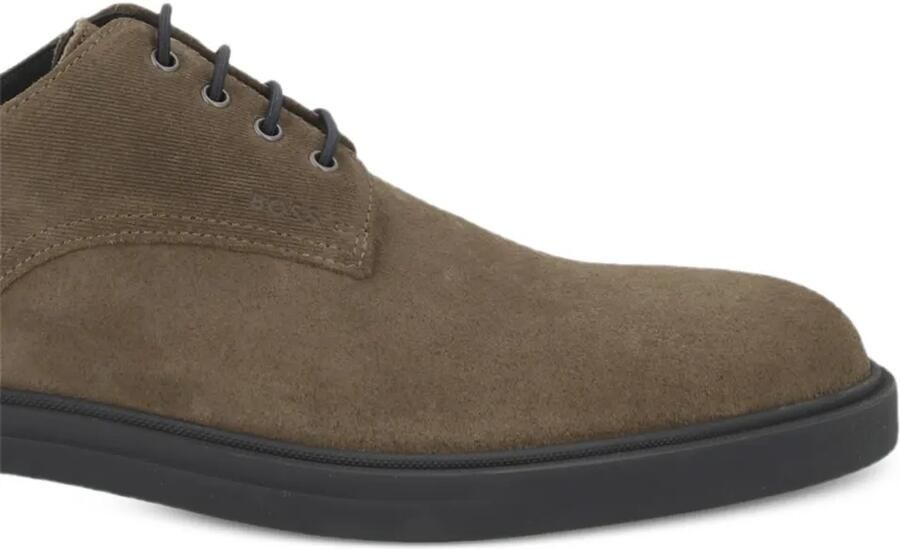 BOSS Calev suède loafers met veters Groen - Foto 2
