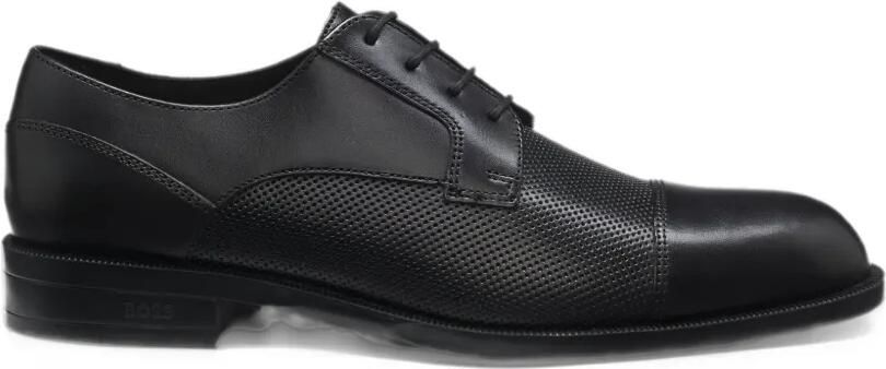 BOSS cap-toe Derby shoes in leather Zwart