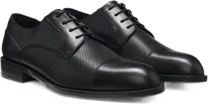 BOSS cap-toe Derby shoes in leather Zwart - Foto 2