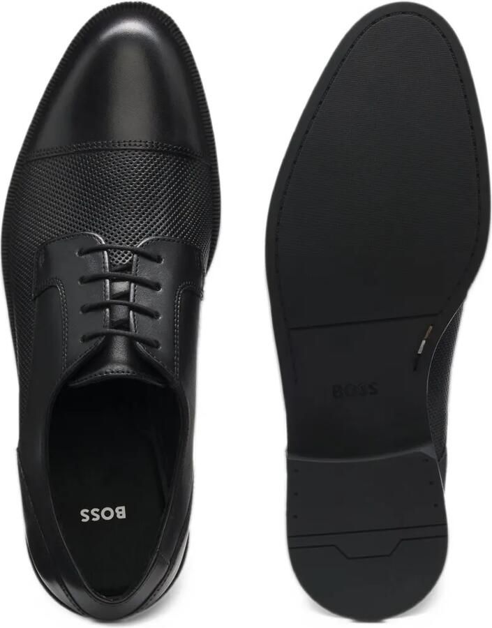BOSS cap-toe Derby shoes in leather Zwart - Foto 4