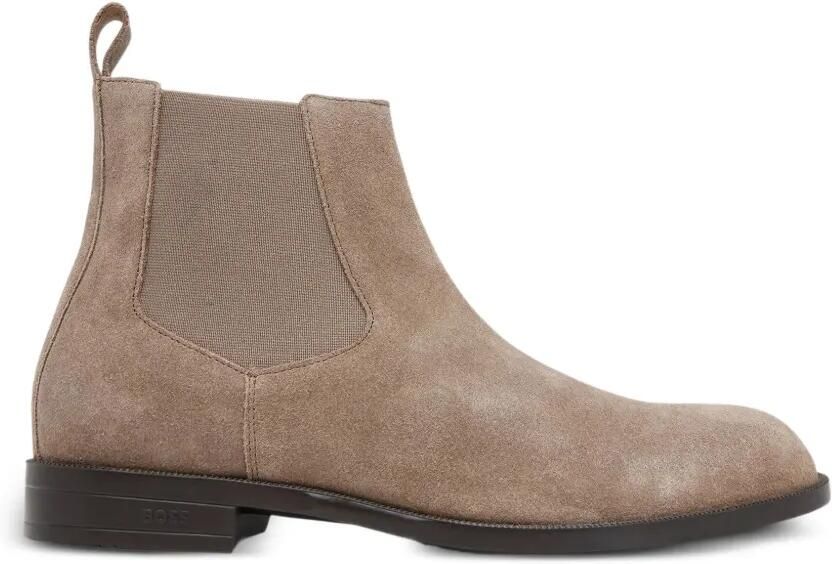 BOSS Chelsea suède laarzen met elastische vlakken Beige