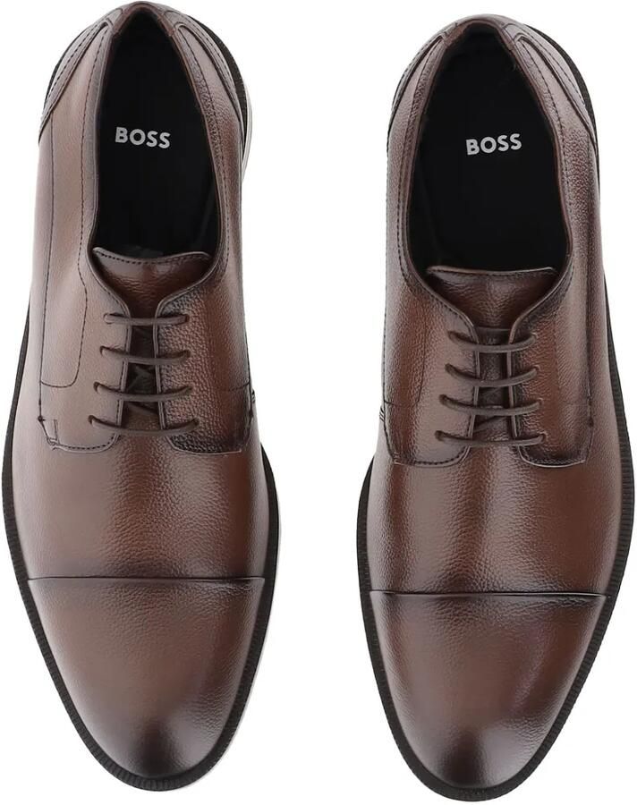 BOSS Derby schoenen van bewerkt leer met kapneus Bruin - Foto 3