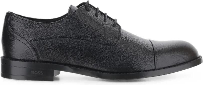 BOSS Derby schoenen van bewerkt leer met kapneus Zwart