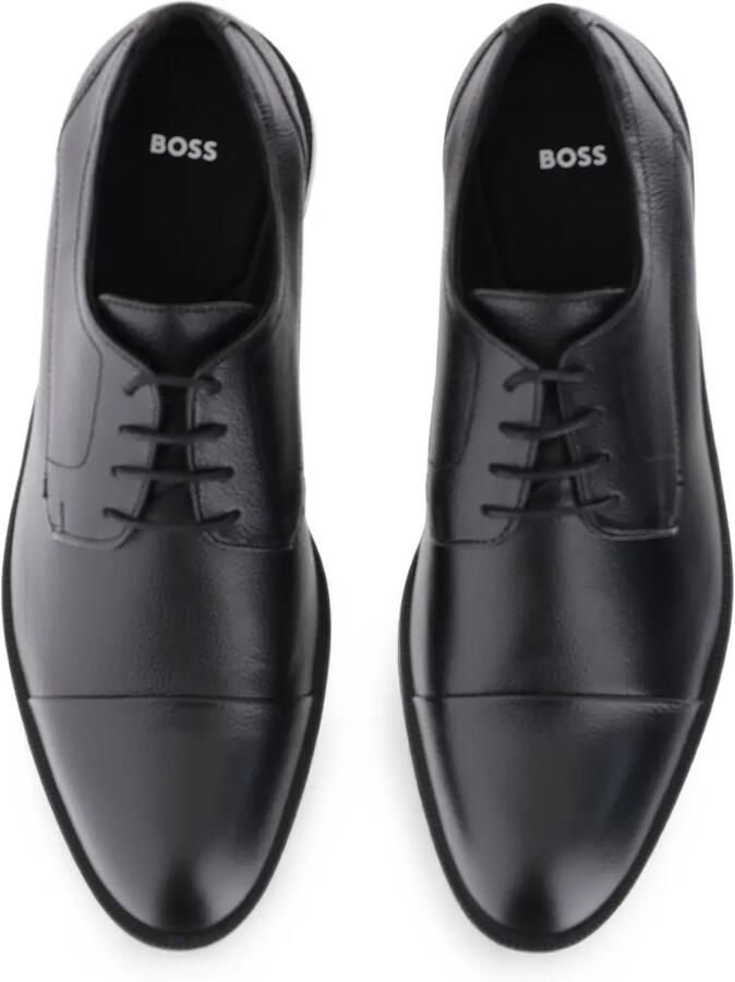 BOSS Derby schoenen van bewerkt leer met kapneus Zwart - Foto 3