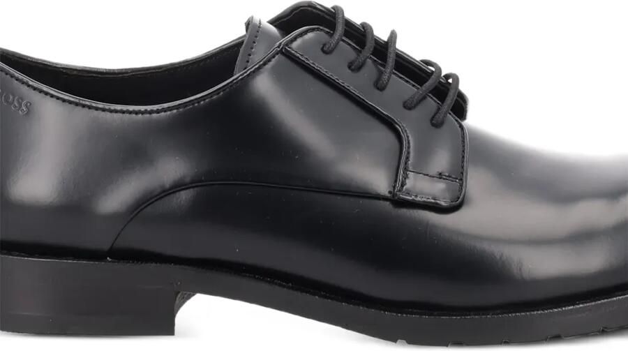 BOSS Derby shoes in brush-off leather with em ed logo Zwart - Foto 2