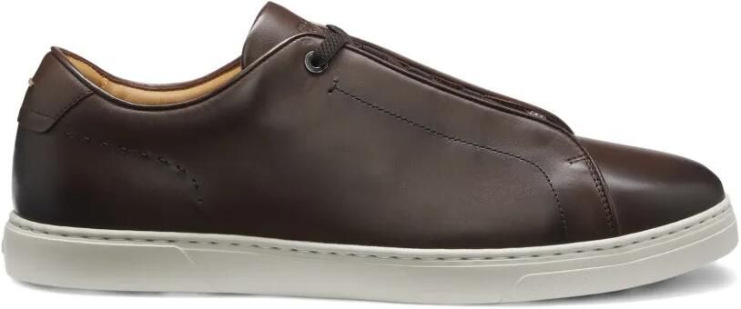 BOSS Gary leren sneakers met geborsteld effect Bruin