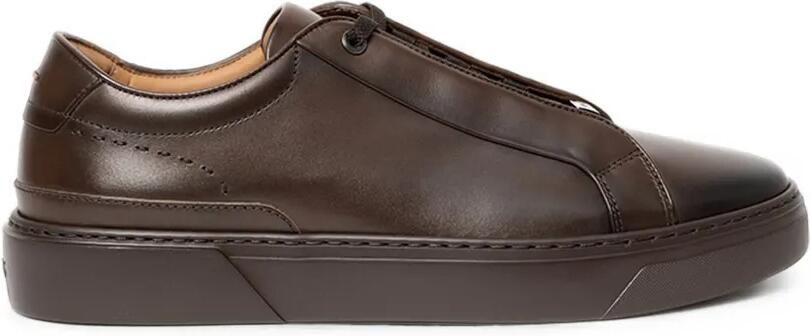 BOSS Gary sneakers van geborsteld leer met elastische veters Bruin