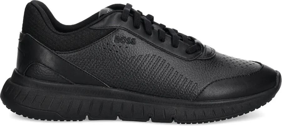 BOSS Geperforeerde leren sneakers Zwart
