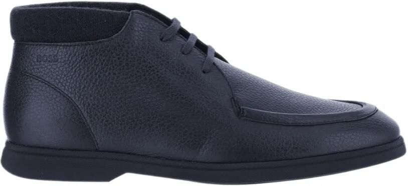 BOSS grained-leather ankle boots Zwart