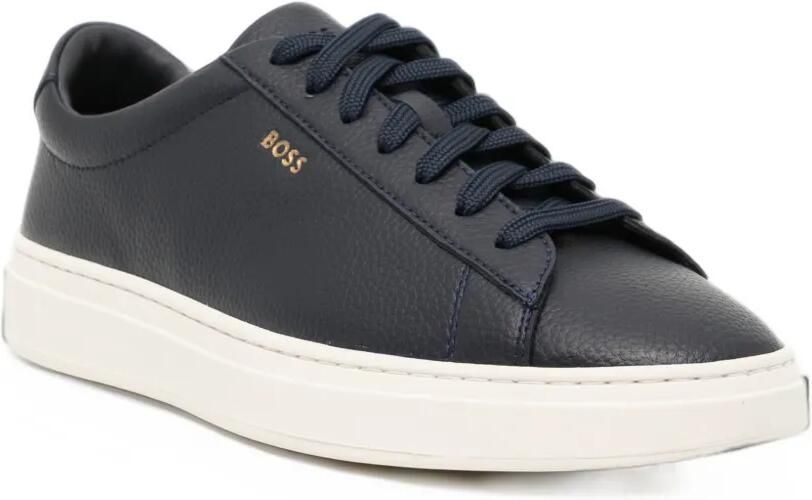 BOSS grained leather sneakers Blauw - Foto 3