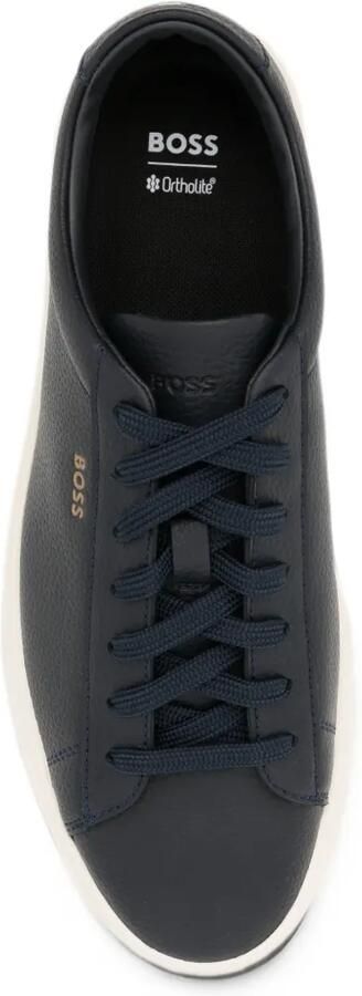 BOSS grained leather sneakers Blauw - Foto 4
