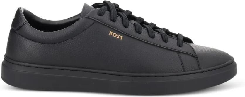 BOSS grained-leather sneakers Zwart