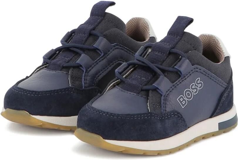 BOSS Kidswear Leren sneakers Blauw - Foto 3