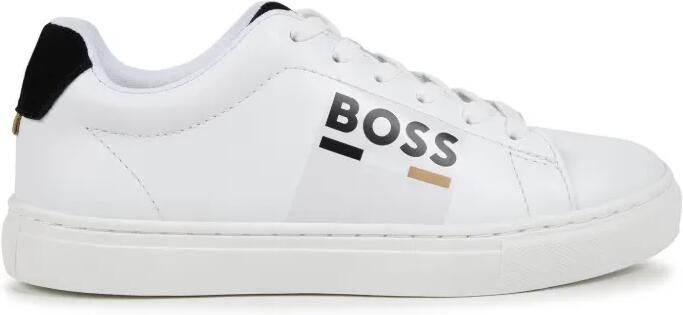 BOSS Kidswear Leren sneakers met logoprint Wit - Foto 2