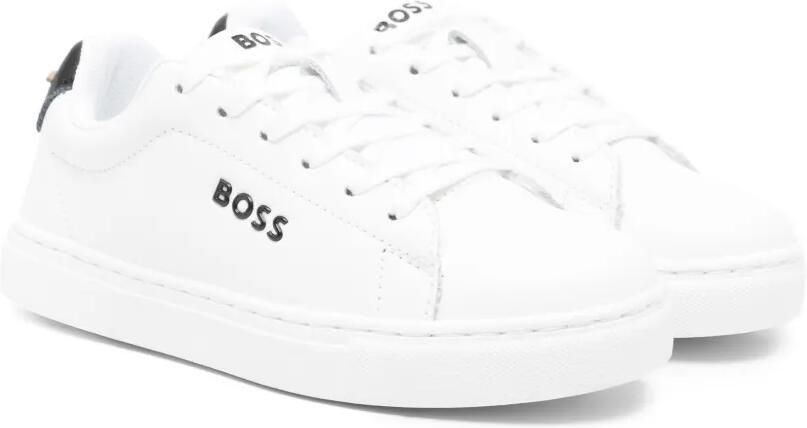 BOSS Kidswear Leren sneakers Wit