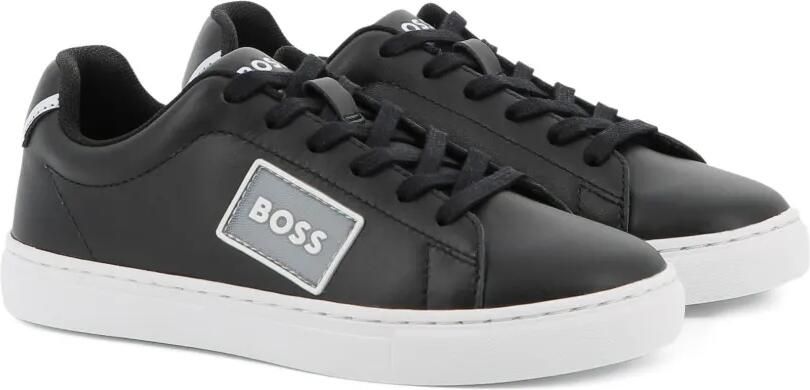 BOSS Kidswear Leren sneakers Zwart