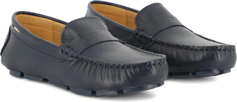 BOSS Kidswear Loafers met logodetail Blauw