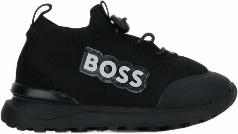 BOSS Kidswear logo-patch sock-style sneakers Zwart - Foto 3