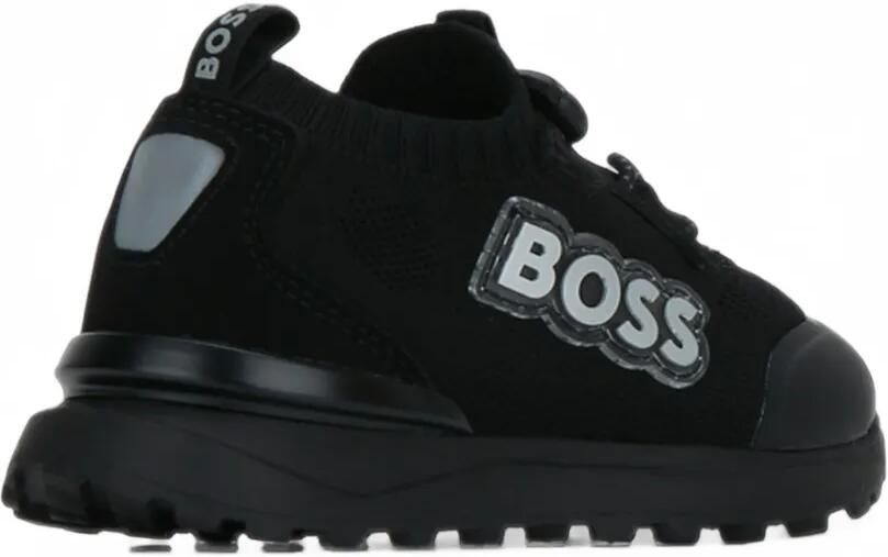 BOSS Kidswear logo-patch sock-style sneakers Zwart - Foto 2