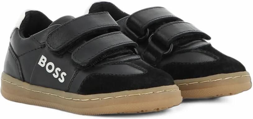 BOSS Kidswear logo-print touch-strap sneakers Zwart