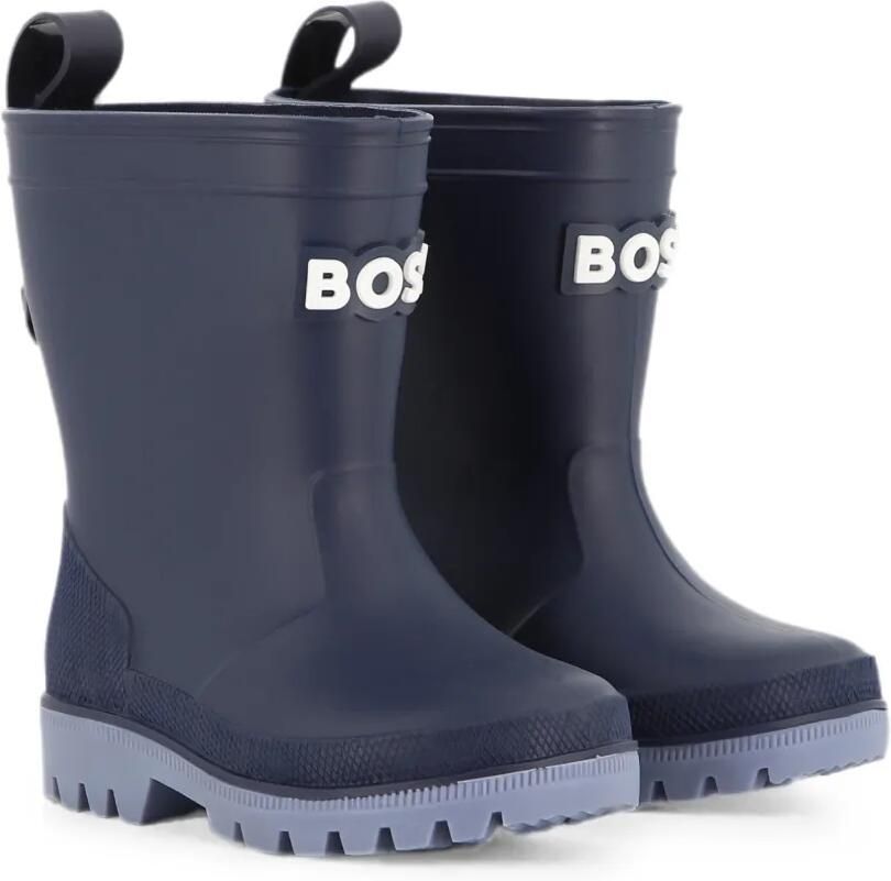 BOSS Kidswear logopatch Rain laarzen Blauw