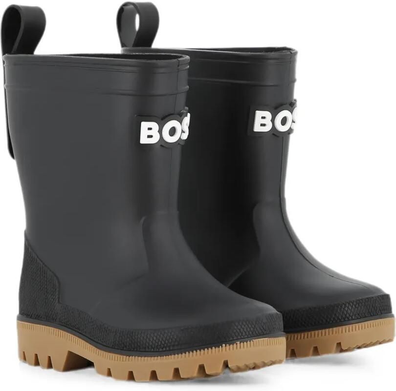 BOSS Kidswear logopatch Rain laarzen Zwart