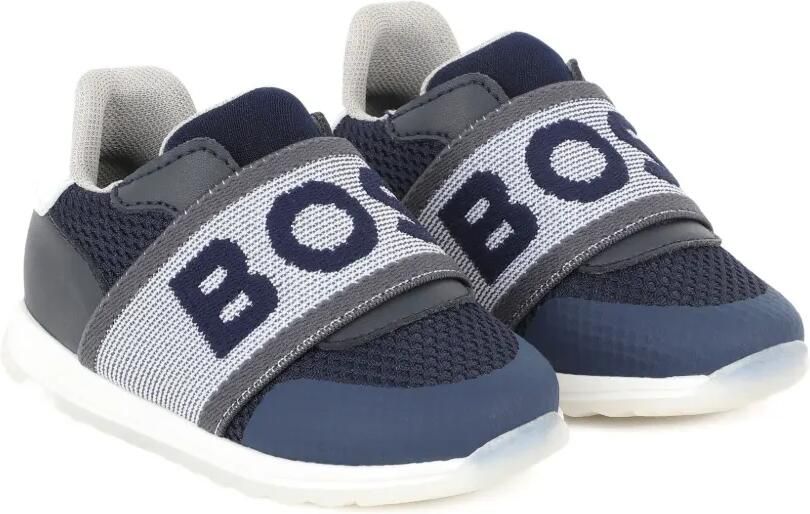 BOSS Kidswear Mesh sneakers Blauw