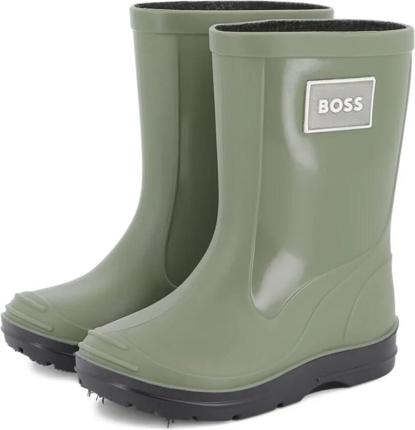 BOSS Kidswear Regenlaarzen met logopatch Groen